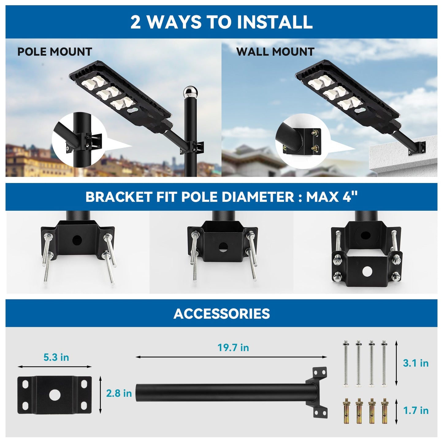 4 Pack Solar Parking lot lights (bracket included)