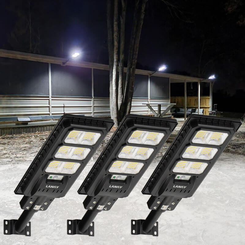 3 Pack 150 W Led solar street lights 15,000 lumens