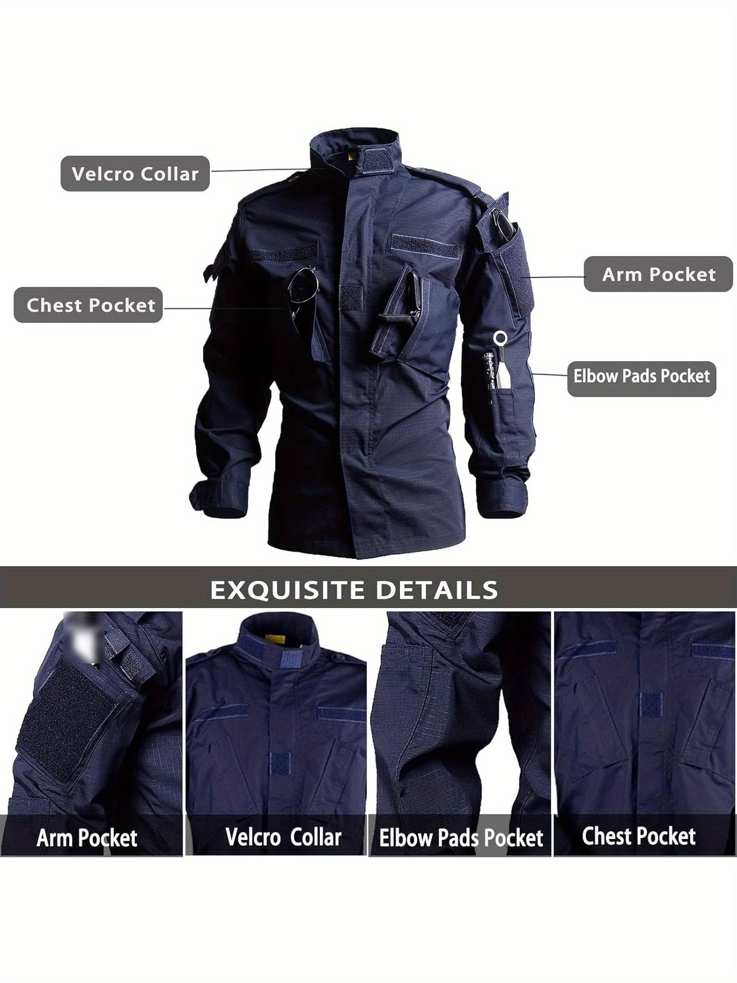 Men's Tactical Combat Jacket And Pant Set Ripstop Military Uniform Outdoor Hunting Paintball Airsoft Casual Clothes, Mechanic, Technician, And Construction Worker Suits, Outdoor Work Pants, Work Uniforms, Military Outfit for