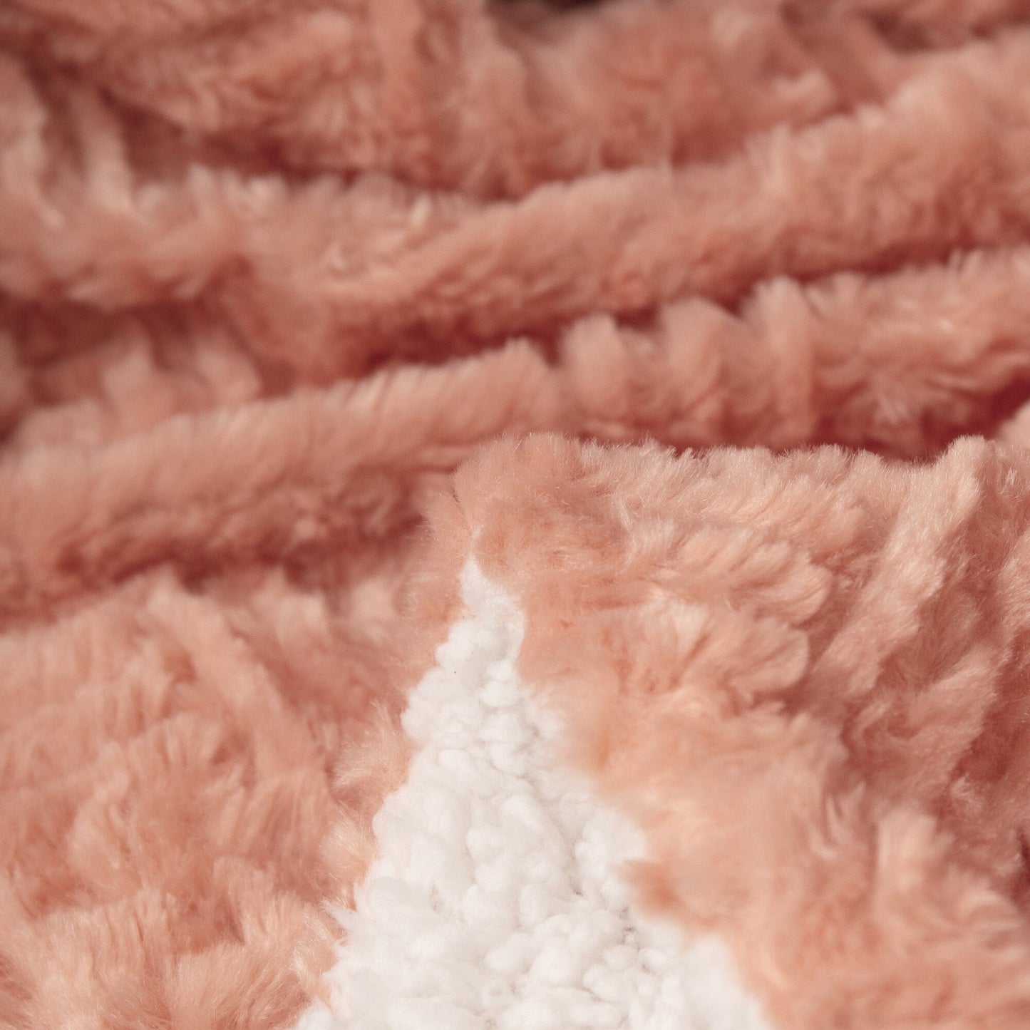 DaDa Bedding Coral Peach Rose Faux Fur Throw Blanket - Dreamy Geometric Embossed Sherpa Backside - Super Soft Warm Cozy Plush Fluffy