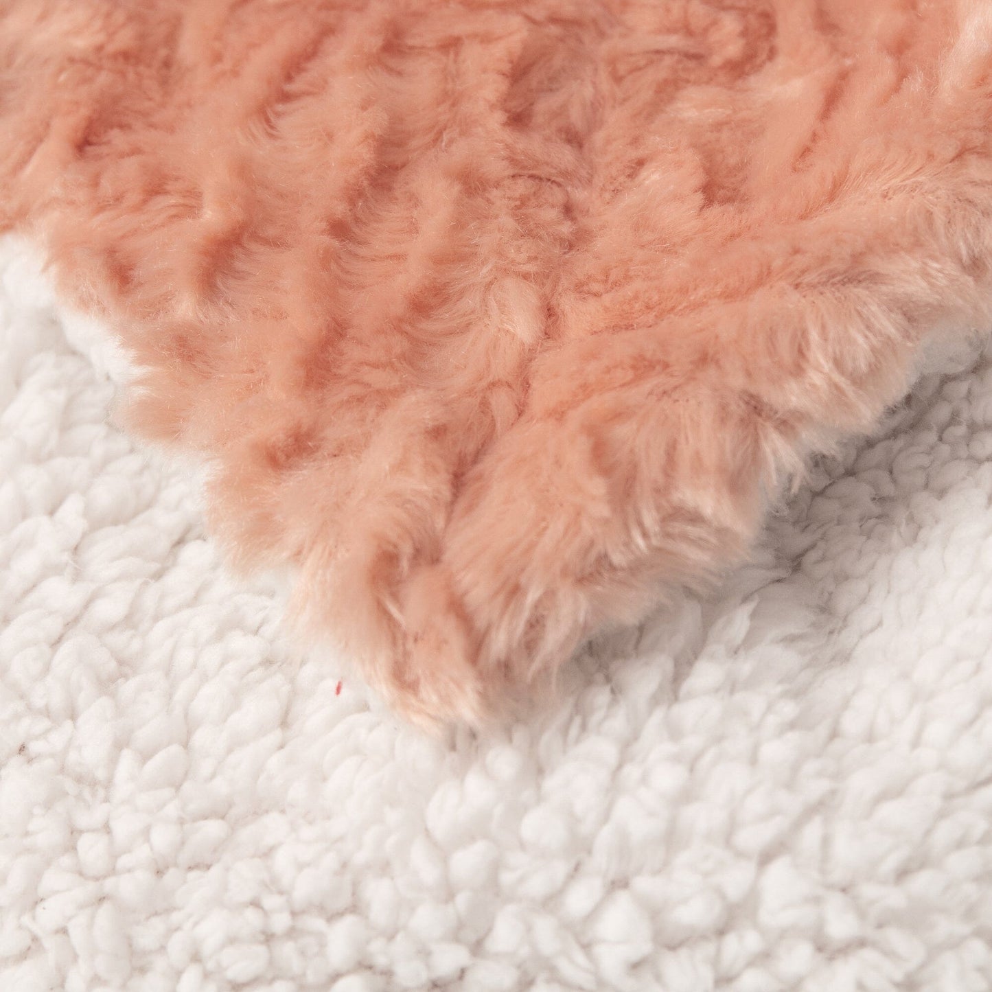 DaDa Bedding Coral Peach Rose Faux Fur Throw Blanket - Dreamy Geometric Embossed Sherpa Backside - Super Soft Warm Cozy Plush Fluffy