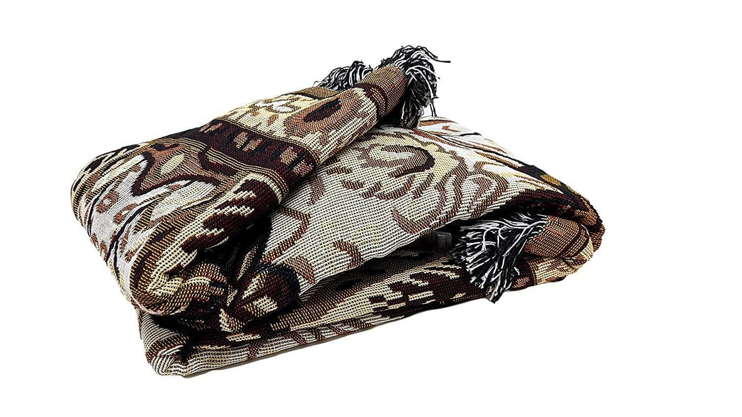 DaDa Bedding Elegant Tapestry Throw Blanket, Golden Persian Style Rug Ornate Floral - 50” x 60” (7175)