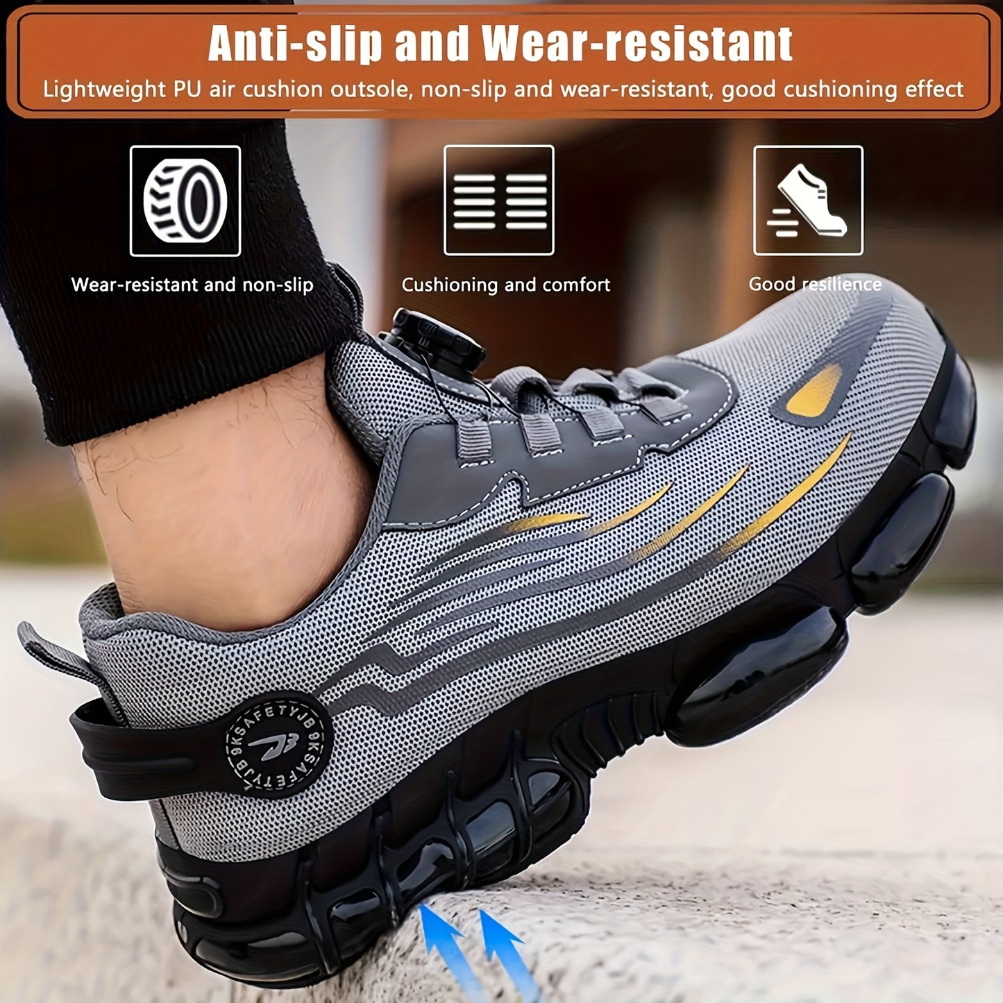 Job Site Work Shoes Men'S Puncture Proof Comfort Cushion Anti Slip Industrial