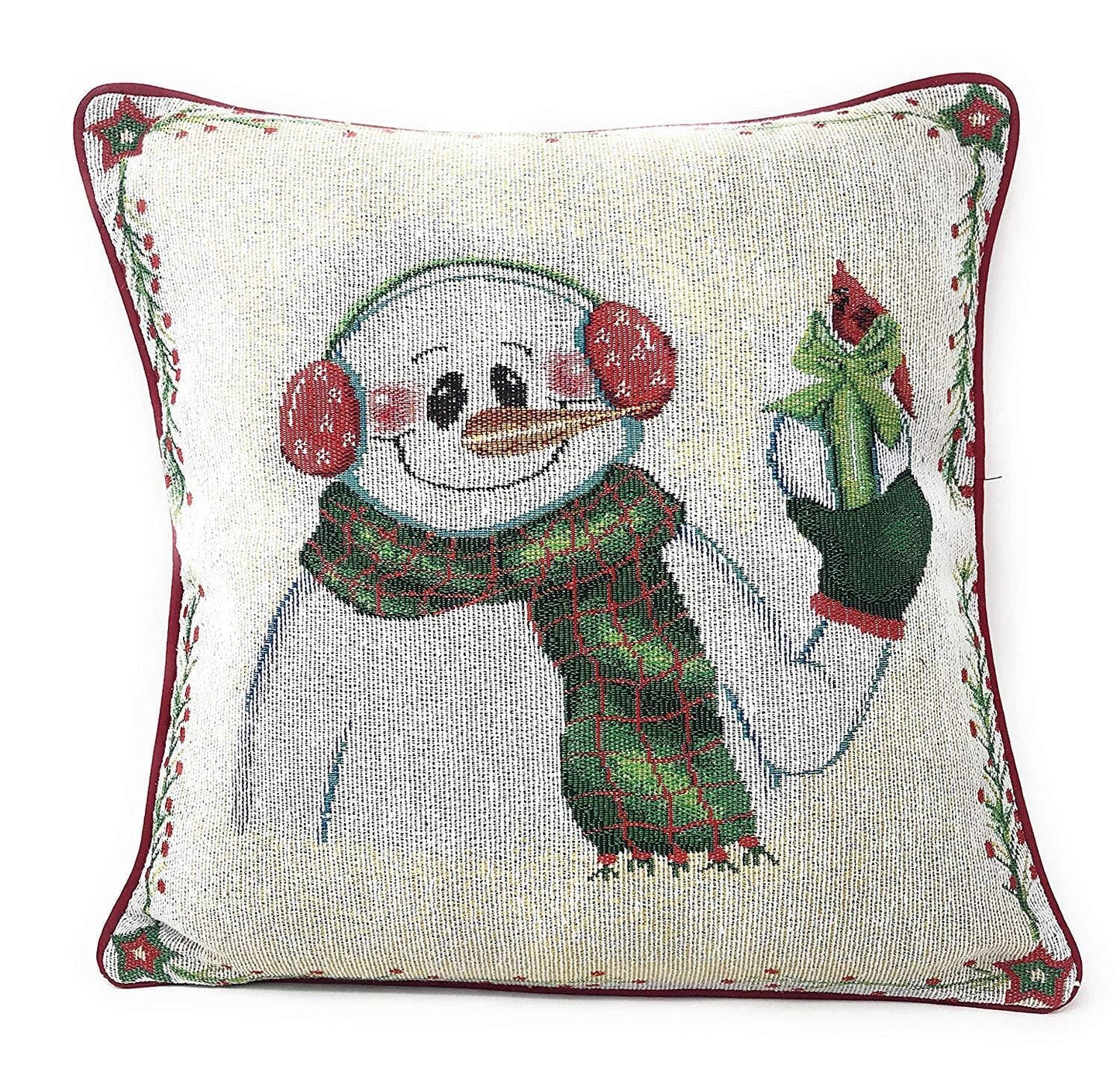 DaDa Bedding Set of 4 Pieces - Magical Santa Snowman Gingerbread Christmas Holiday Tapestry Throw Pillow Covers Bundle Pack - 16" x 16"