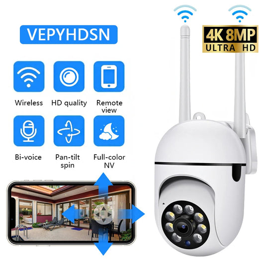 8MP WiFi Security Camera - Smart Home Surveillance with 4X Zoom & Night Vision