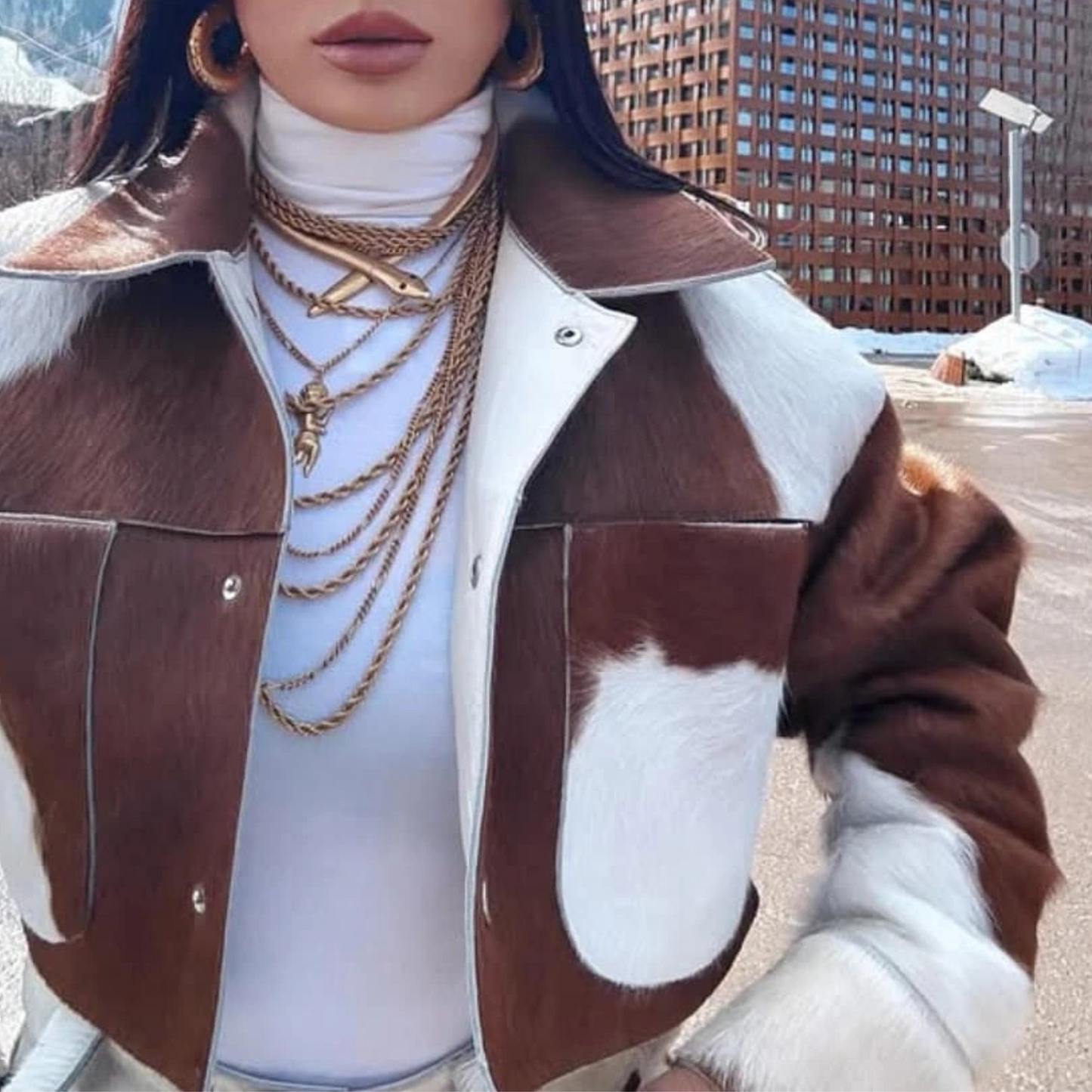 Cropped Cow Print Jacket for Women – Genuine Hair-On Pony Hair