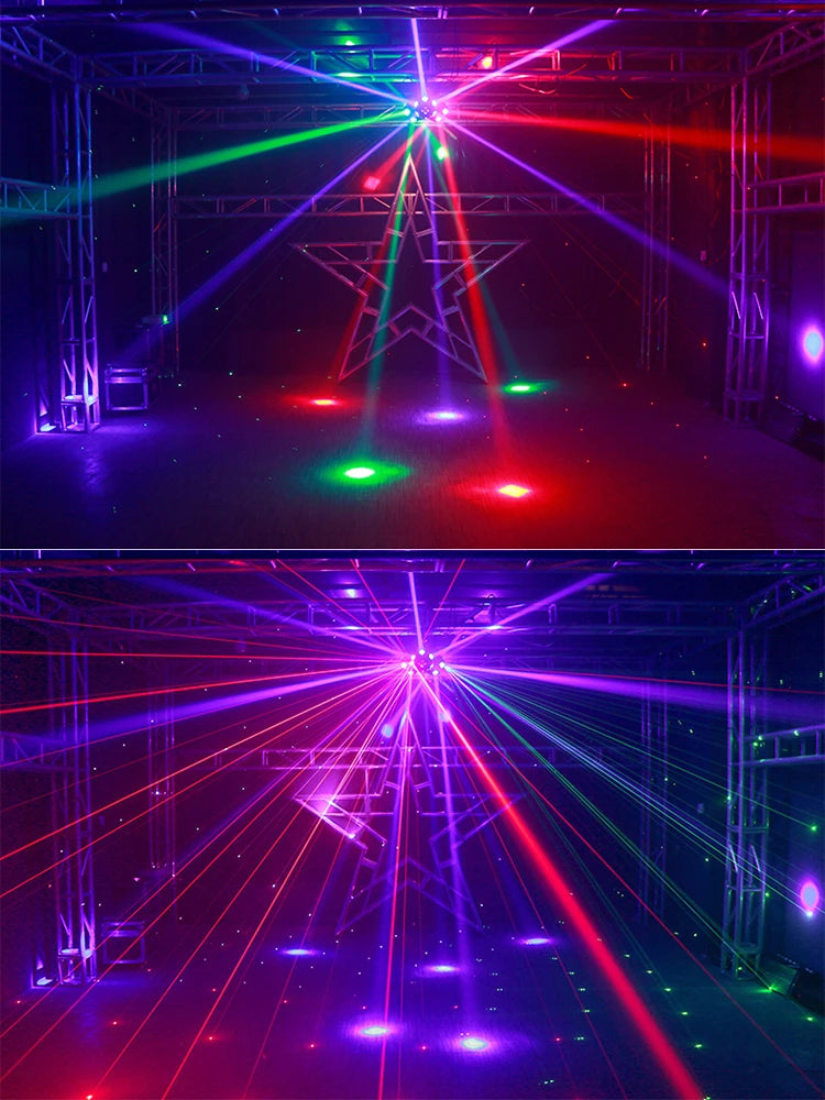 18x10w RGBW 4in1 LED Beam Moving Head Light 3 Heads Beam with RGB Laser Stage Lighting Projector DMX DJ Disco Xmas Party Lights