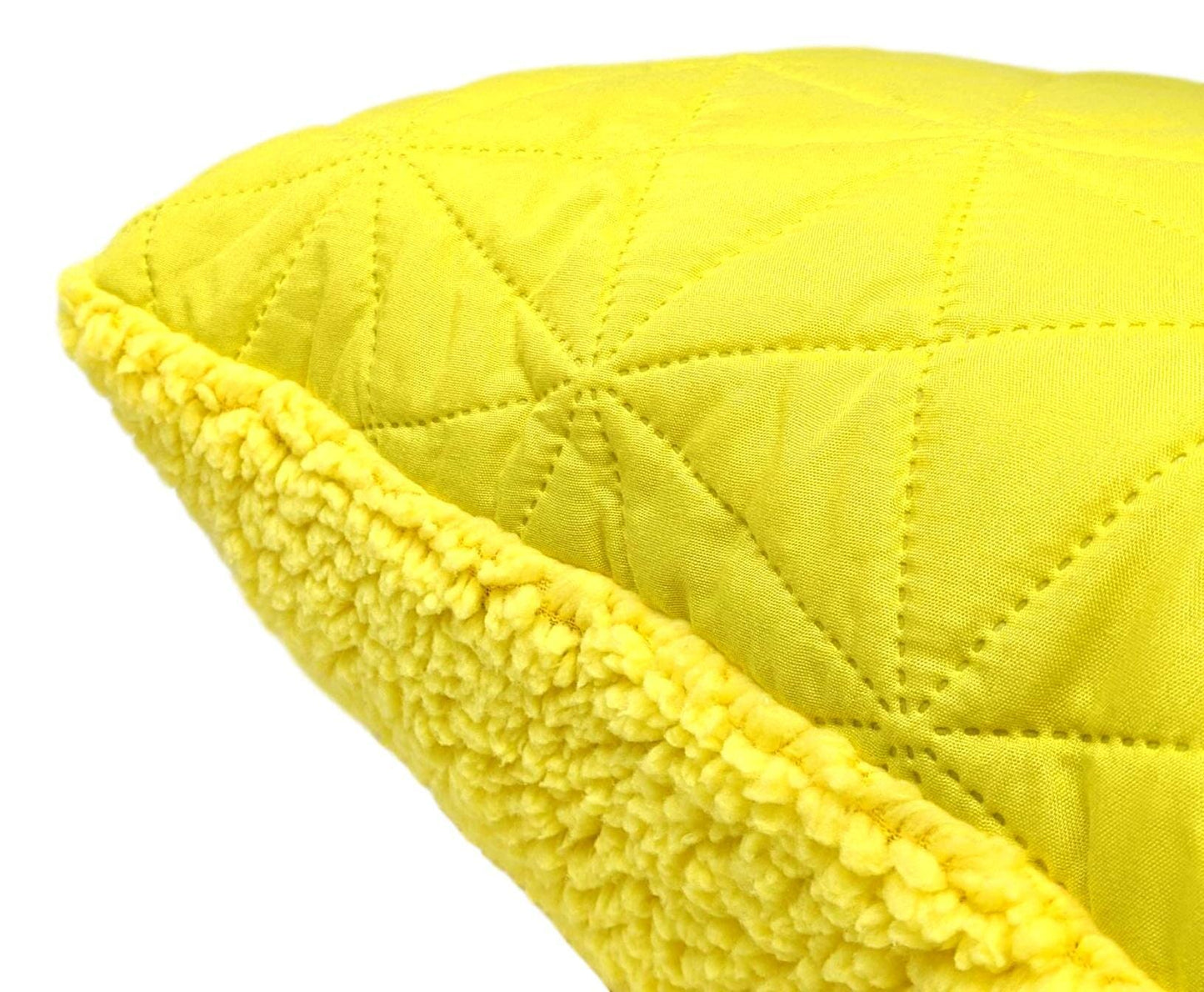 DaDa Bedding Hand-Made Tuscan Sun Yellow Sherpa Backside Quilted Throw Pillow - 18" x 18"