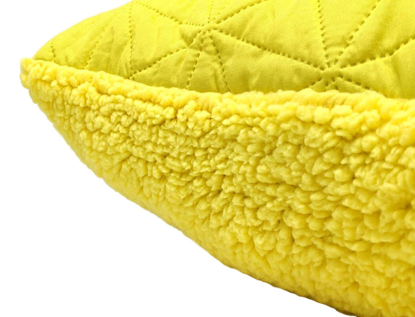 DaDa Bedding Hand-Made Tuscan Sun Yellow Sherpa Backside Quilted Throw Pillow - 18" x 18"