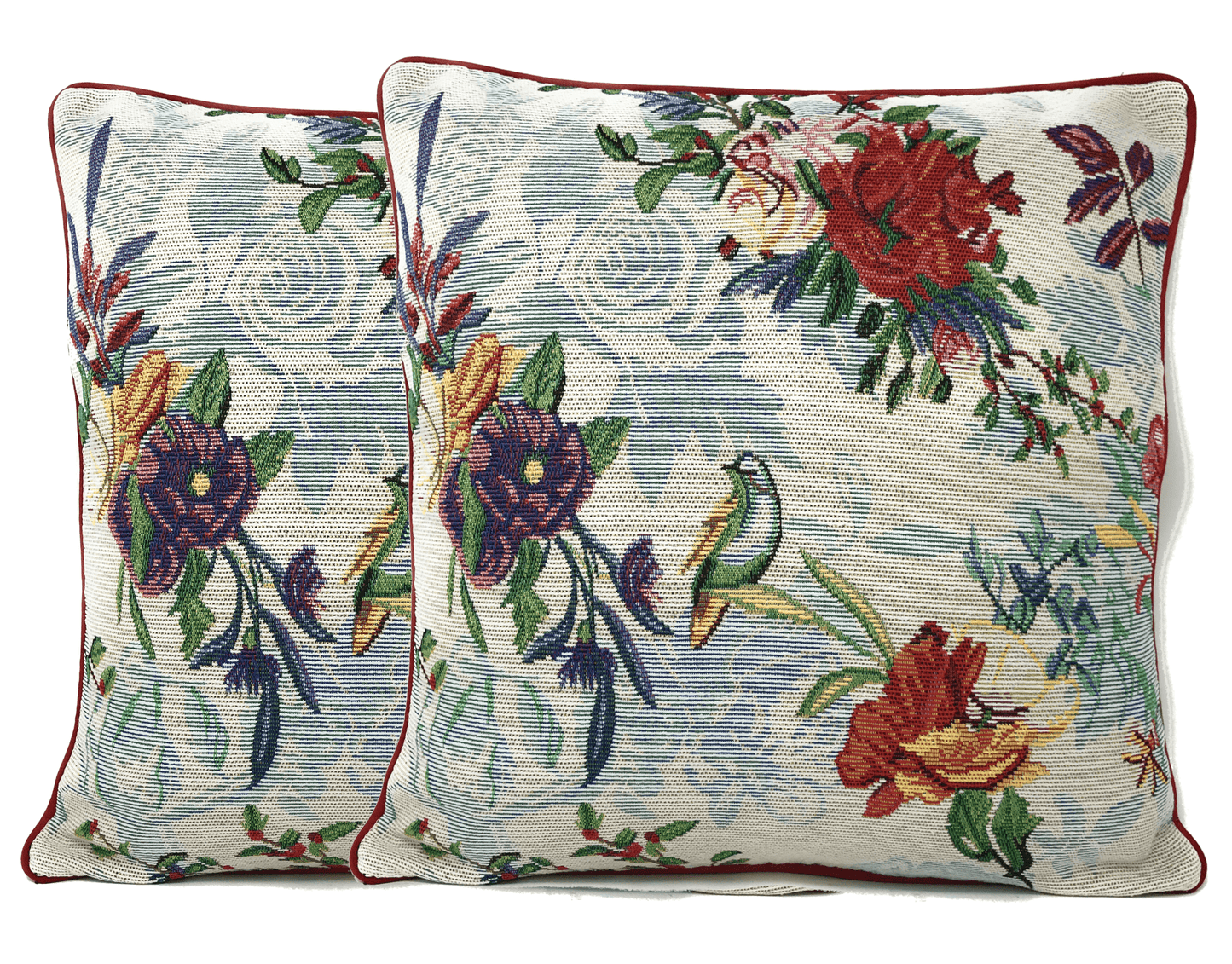 DaDa Bedding Elegant Tropical Paradise Birds Floral Tapestry Throw Pillow Covers 16" (18116)