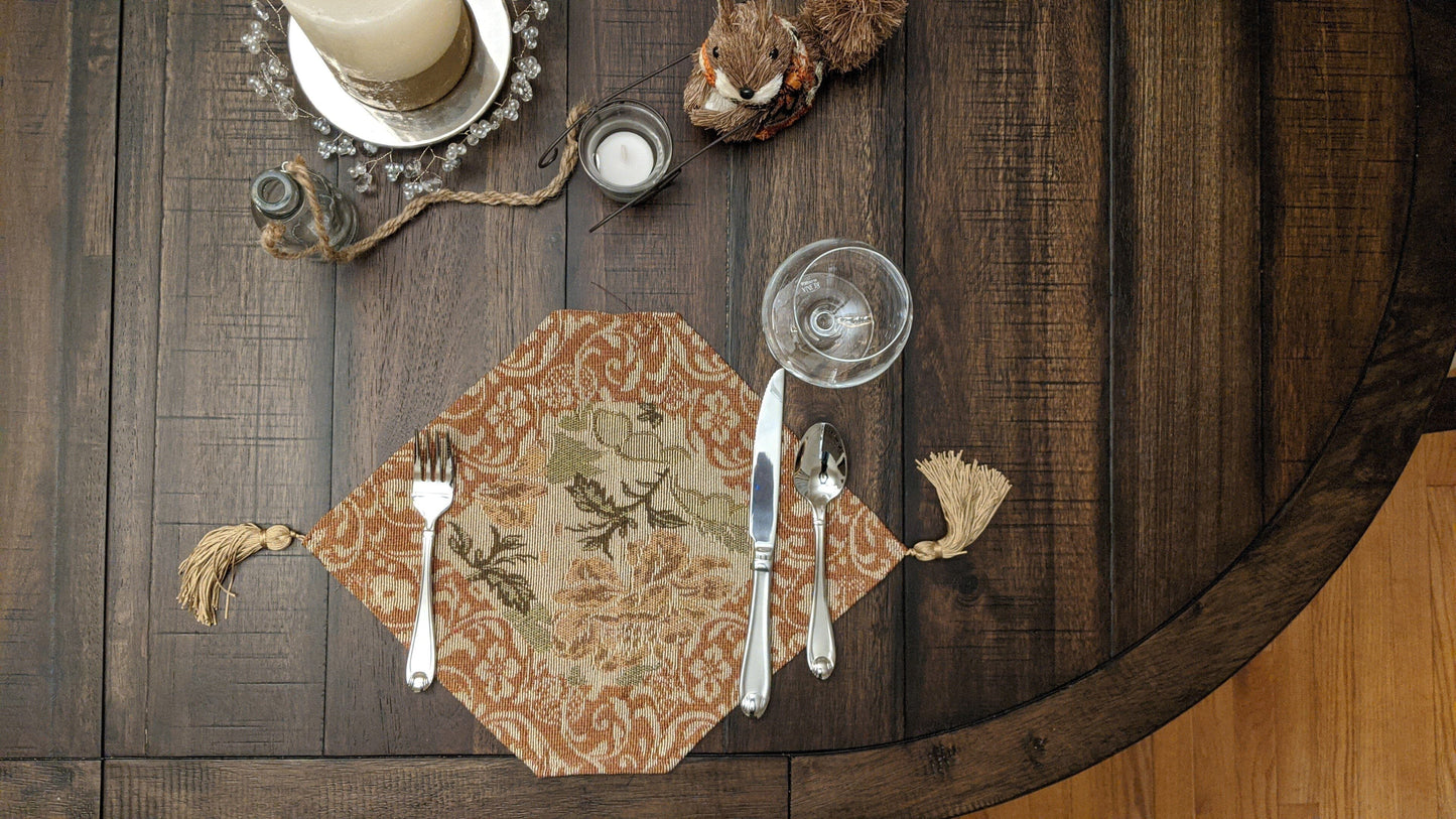 DaDa Bedding Set of 4-Pieces Nature Garden Floral Roses Tapestry Table Dining Cloth Runner Set - 13" x 17" (10072)