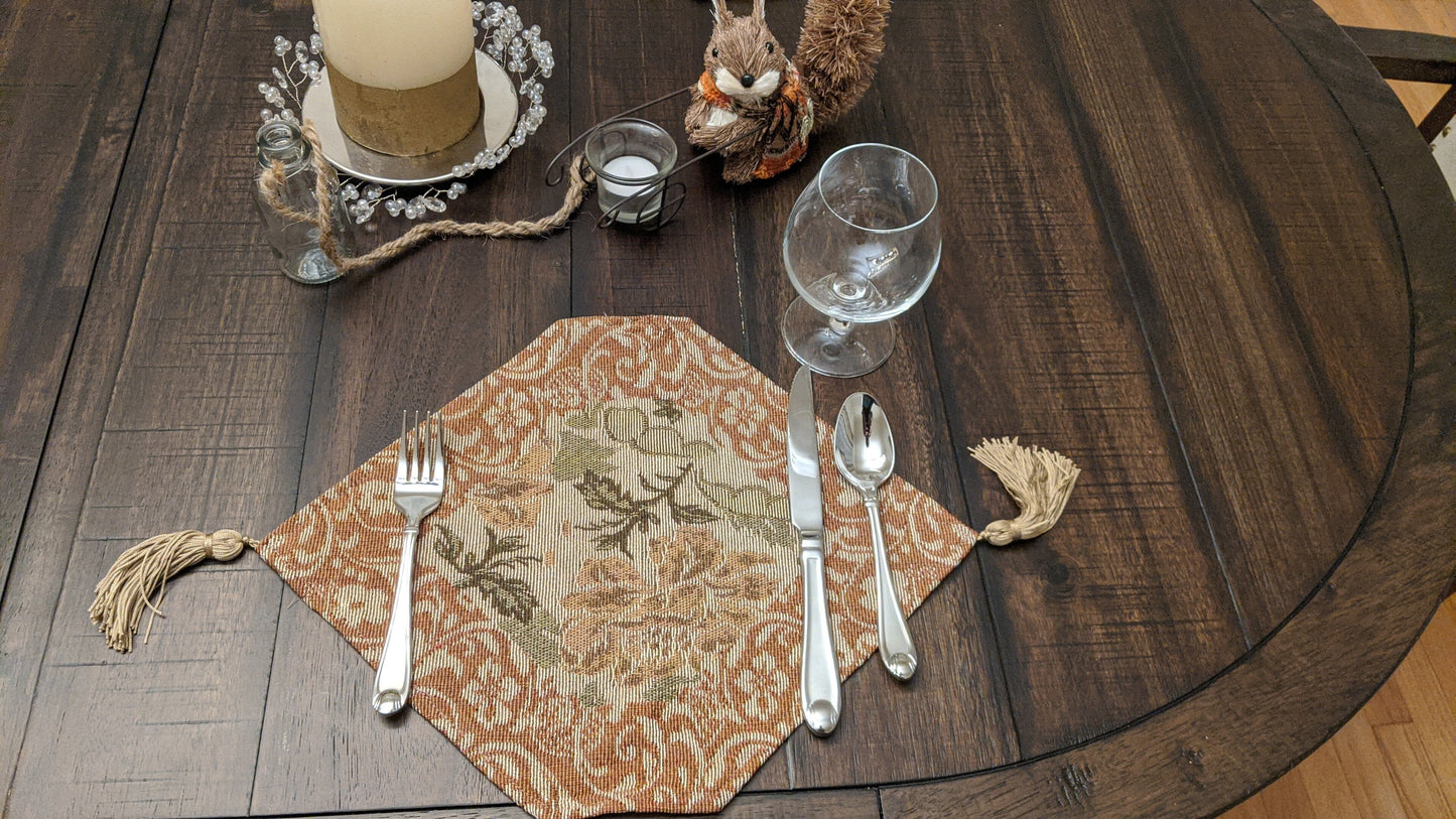 DaDa Bedding Set of 4-Pieces Nature Garden Floral Roses Tapestry Table Dining Cloth Runner Set - 13" x 17" (10072)