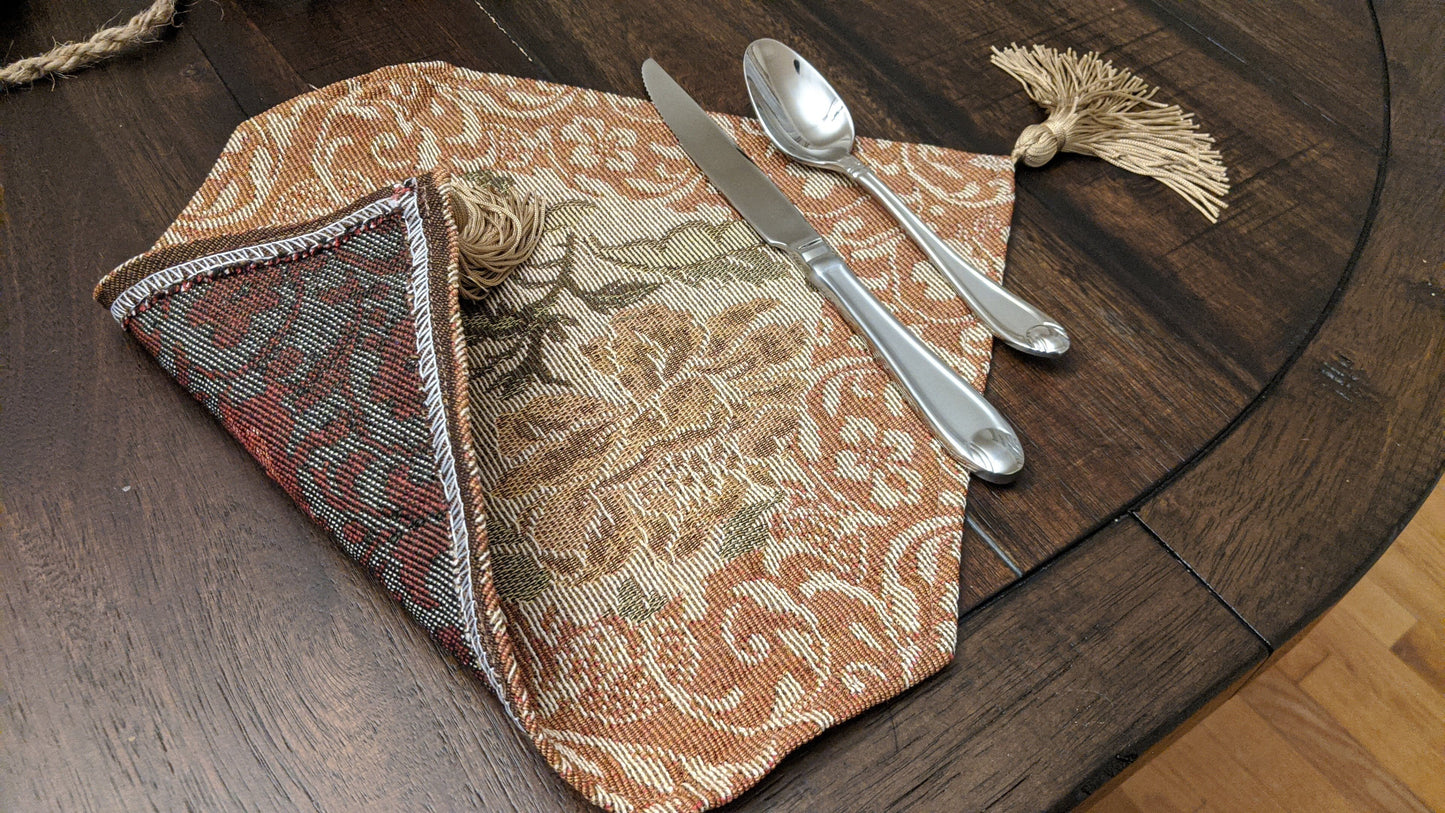 DaDa Bedding Set of 4-Pieces Nature Garden Floral Roses Tapestry Table Dining Cloth Runner Set - 13" x 17" (10072)