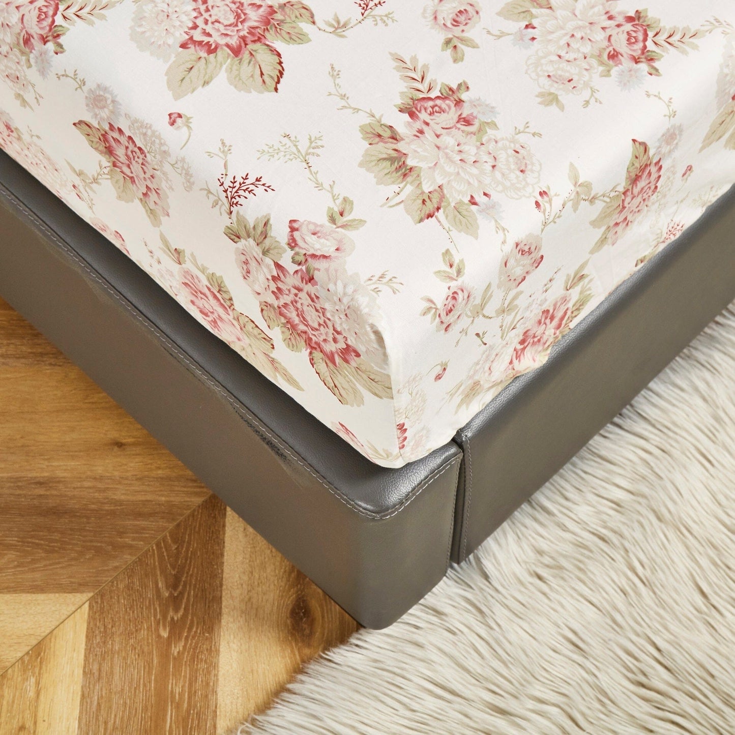 DaDa Bedding Hint of Mint Dainty Cottage Floral Roses Cotton Fitted Sheet w/ Pillow Case (3036)