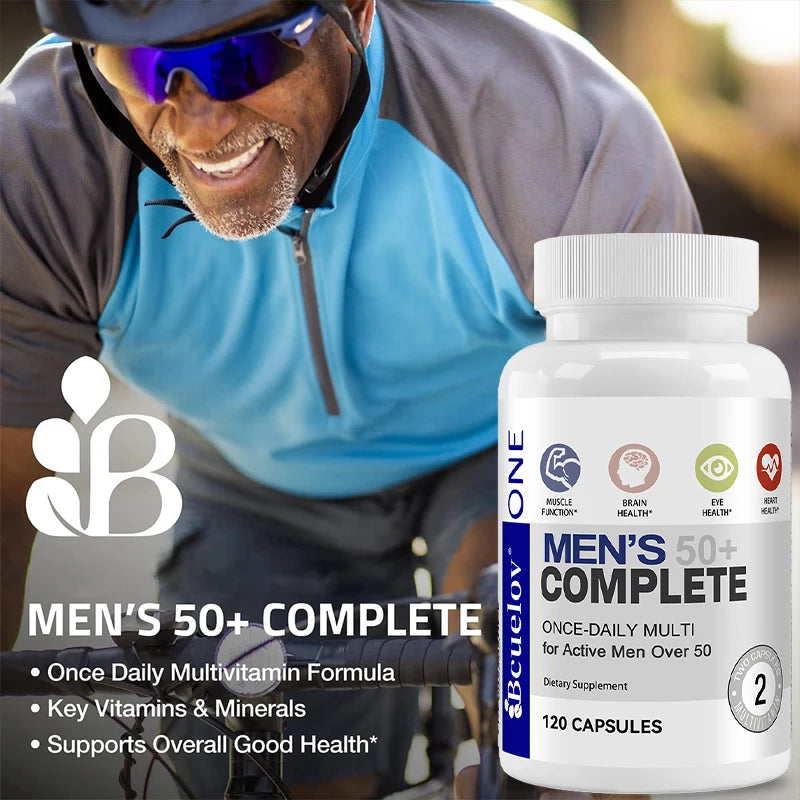 Men's Multivitamin for 50+ - Enhances Memory and Cognition, Supports Brain, Eye, and Heart Health, Boosts Energy and Immunity