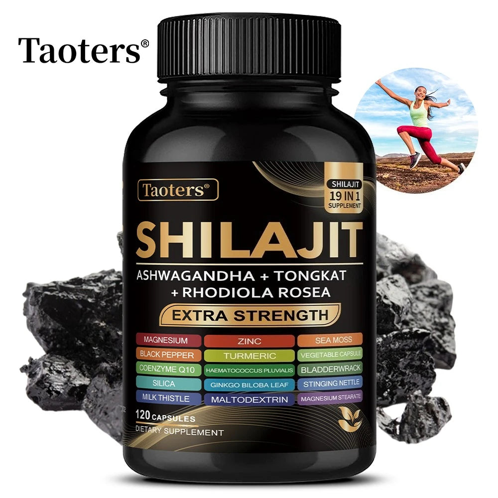 Shilajit Supplement with Sea Moss, Ashwagandha, Magnesium & Zinc - 19 IN 1 Organic Capsules,Plant-Based,Non-GMO