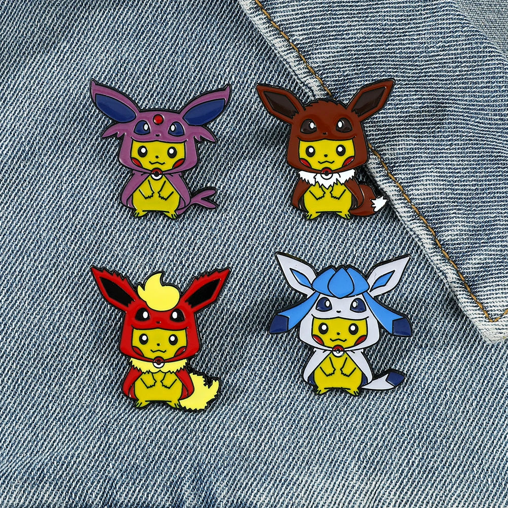 9 Pcs Fashion Animal Brooch Set Creative Pikachu cos Eevee Enamel Pins Backpack Clothing Accessories Metal Badge Accessories
