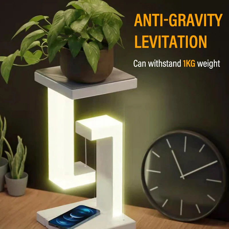 LED Suspended Anti Gravity Night Light With Dimmable Bedroom Bedside And 10W Wireless Charging Desk Light Desktop Decoration