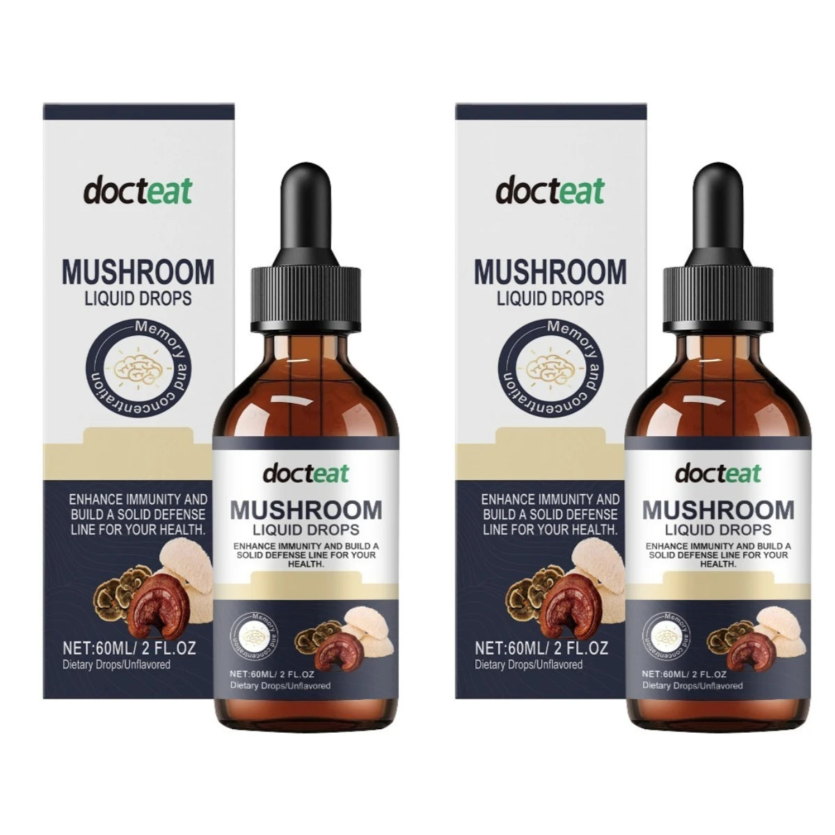 1000+mg Mushroom Liquid Drops 60ml with Lion's Mane Reishi Turkey Tail, Unflavored Herbal Blend for Daily Nutrition Support