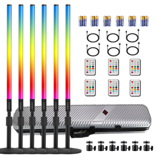 ZDMDRGB USA in stock 6Pack 4ft 4800mAh Battery RGB LED Tube Light Bar Stand with Case for Video Studio DJ Party Stage Lighting