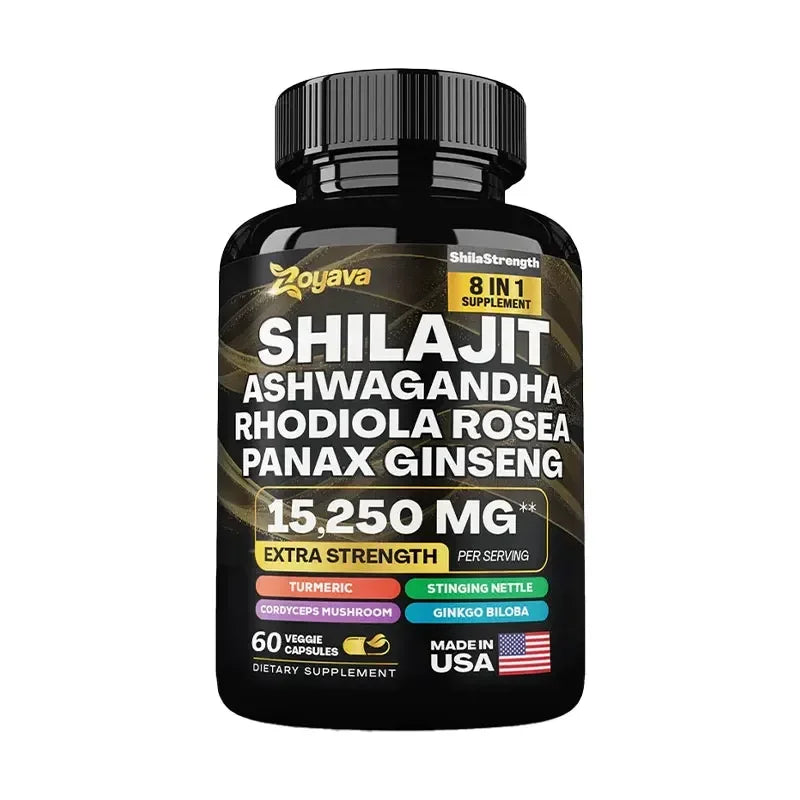 Himalaya Shilajit Ginseng Rhodiola Rosea and Ashwagandha Extract 15250mg High Strength Capsules Non-GMO Energy, Immunity, Joints