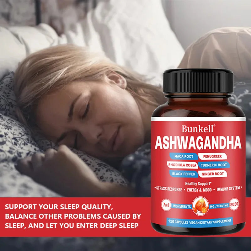 KSM-66 Organic Ashwagandha Capsules with Maca,Turmeric| Non-GMO, Vegan | Premium Formula Health Supplement