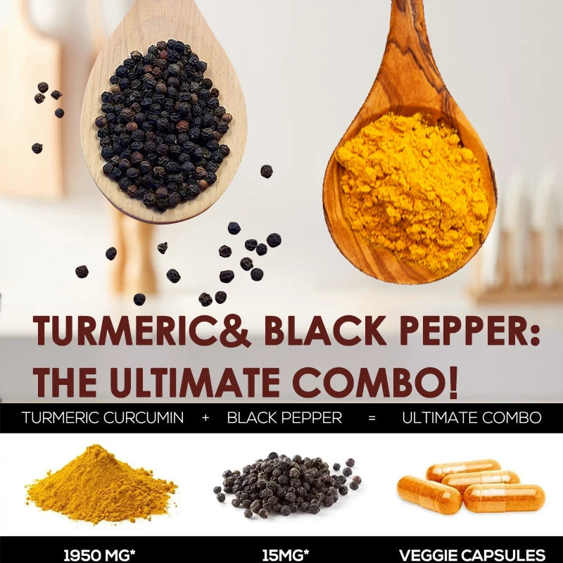Turmeric Powder Curcumin Supplement Contains 95% Curcumin and Black Pepper Extract