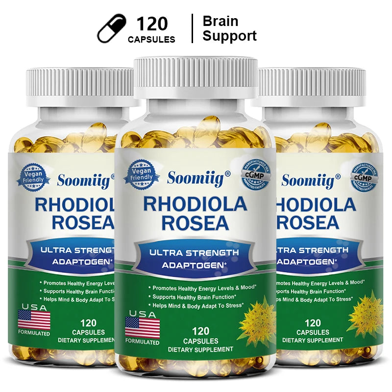 Rhodiola Rosea Capsules - High Strength Rhodiola Rosea Complex Supplement, Mood, Brain, Non-GMO, Gluten-Free