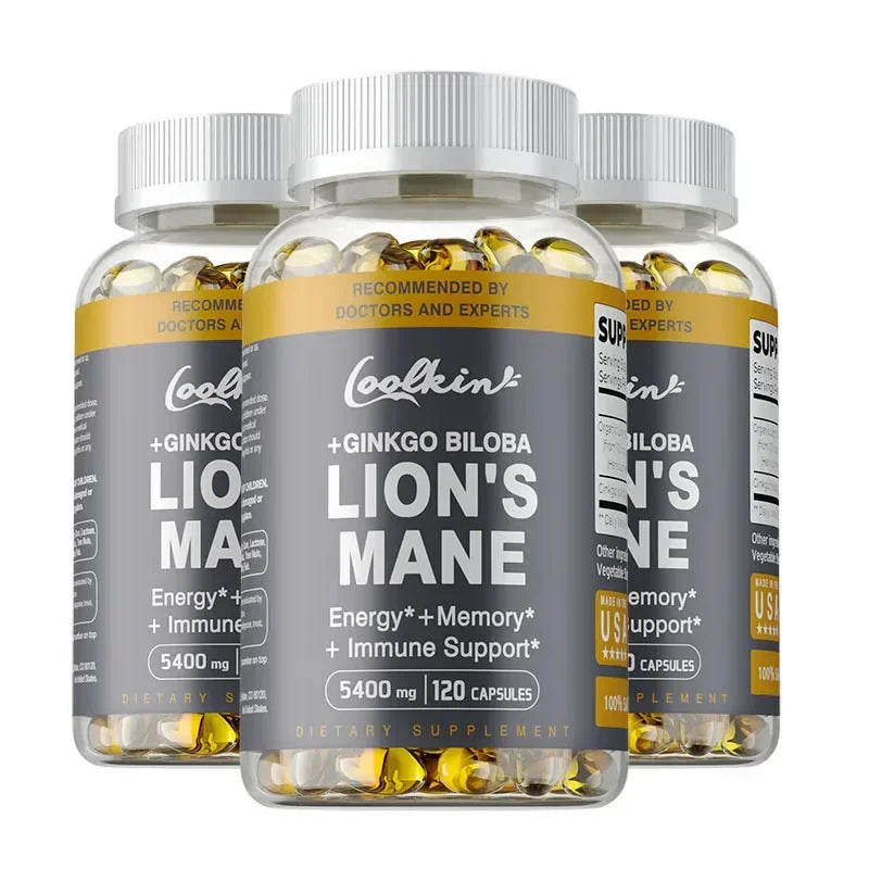 Lion's Mane Mushroom Capsules - Benefits Brain and Memory, Boosts Immunity, Boosts Energy, Improves Mood and Stress