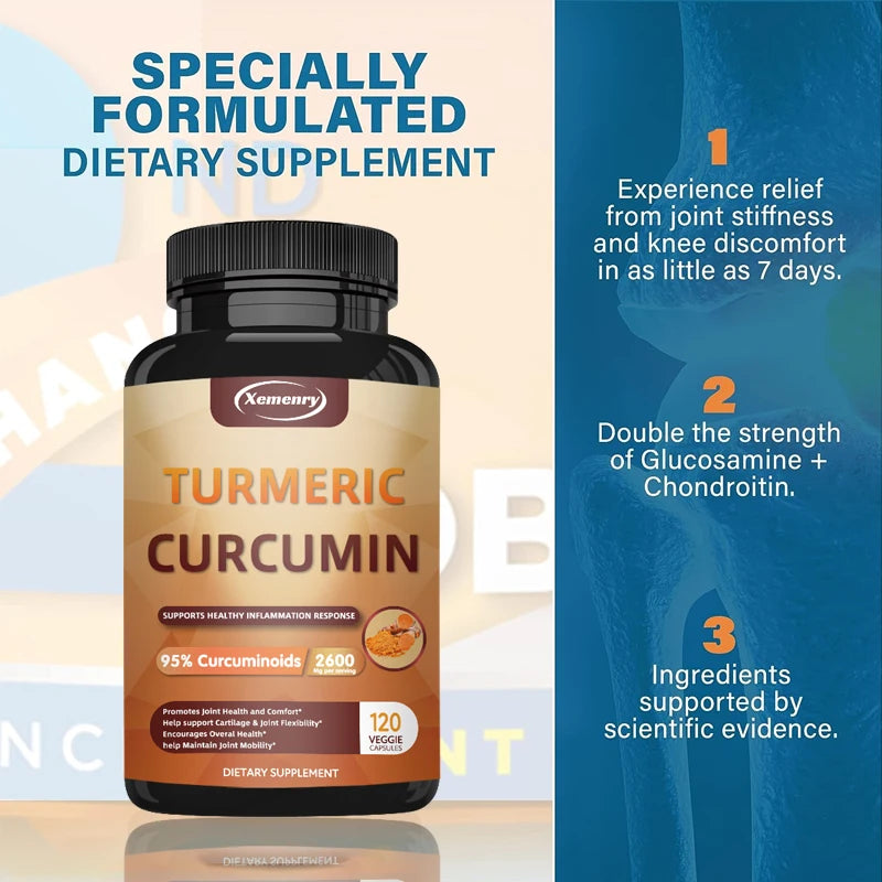 Turmeric Powder Curcumin Supplement Contains 95% Curcumin and Black Pepper Extract
