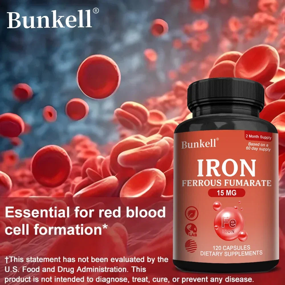 Iron Supplements - Help Maintain Healthy Immune System and Brain Health, Boost Energy Levels and Reduce Fatigue, Non-GMO