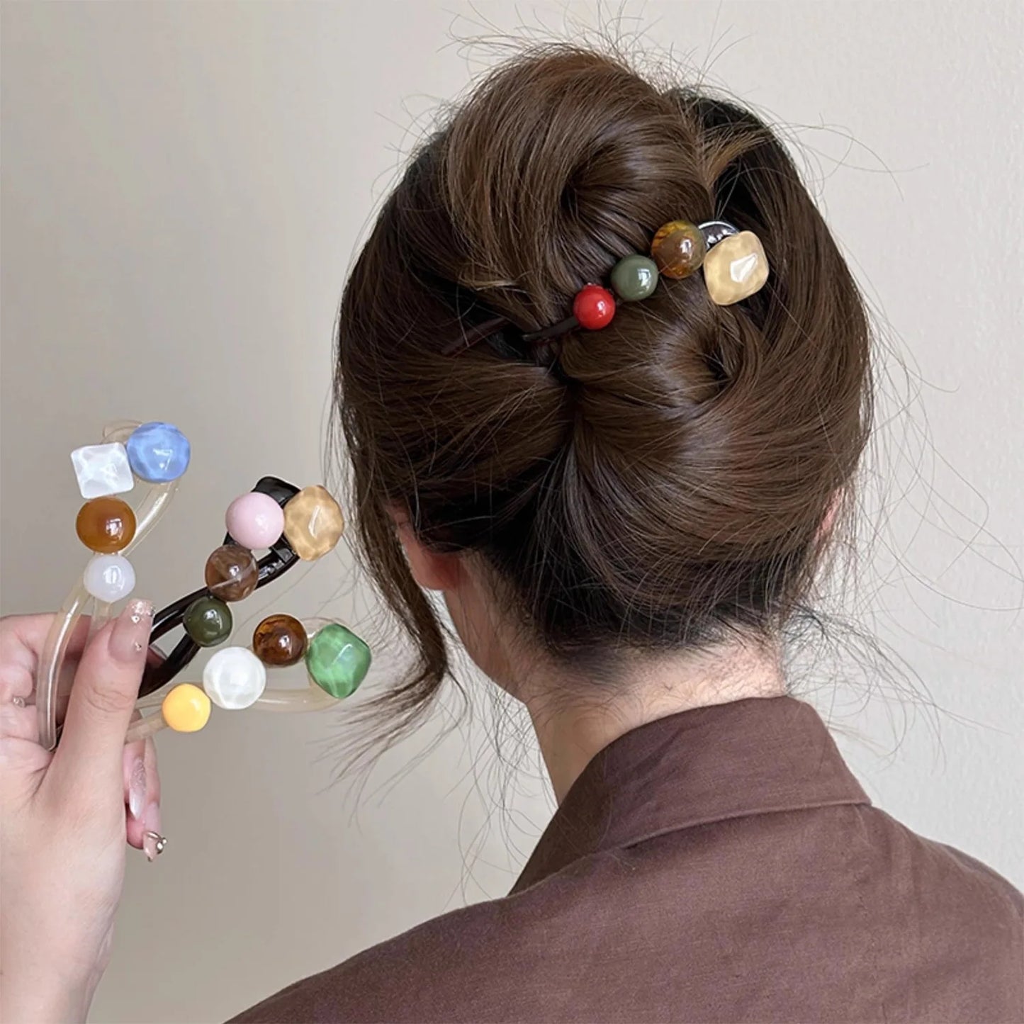 Vintage S Shape Plush Ball Dried Rose Hairpins For Women Ponytail Twist Hair Clips Fashion Shark Clip Barrettes Hair Accessories