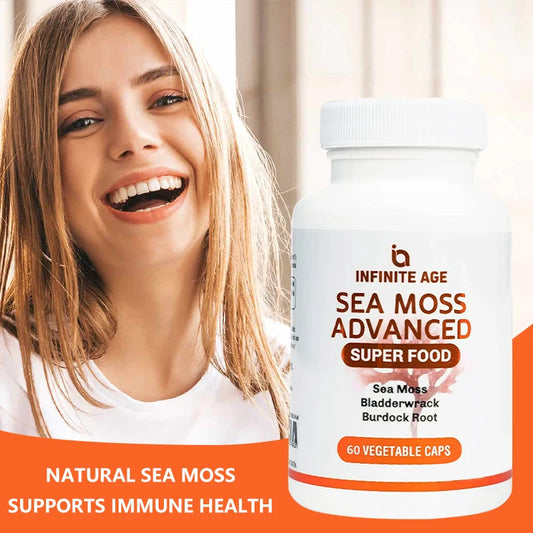 1250 Mg Sea Moss Advanced Superfood - High Potency, Vegan - Irish Sea Moss, Fucus, Burdock Root - Overall Health, Immune Support