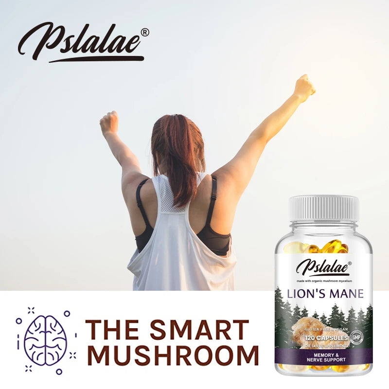 Premium Lion's Mane Capsules, Promotes Mental Clarity, Focus and Memory, Mushroom Supplement, Original Flavor Non-GMO