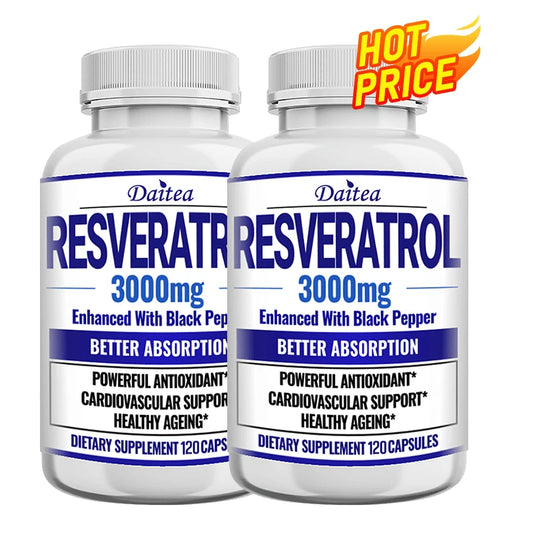 Suplemento Antioxidante de Resveratrol Natural - Equilibra la Energía Corporal, la Salud de las Células de la Piel, la Función Cerebral y el Sistema Inmunológico