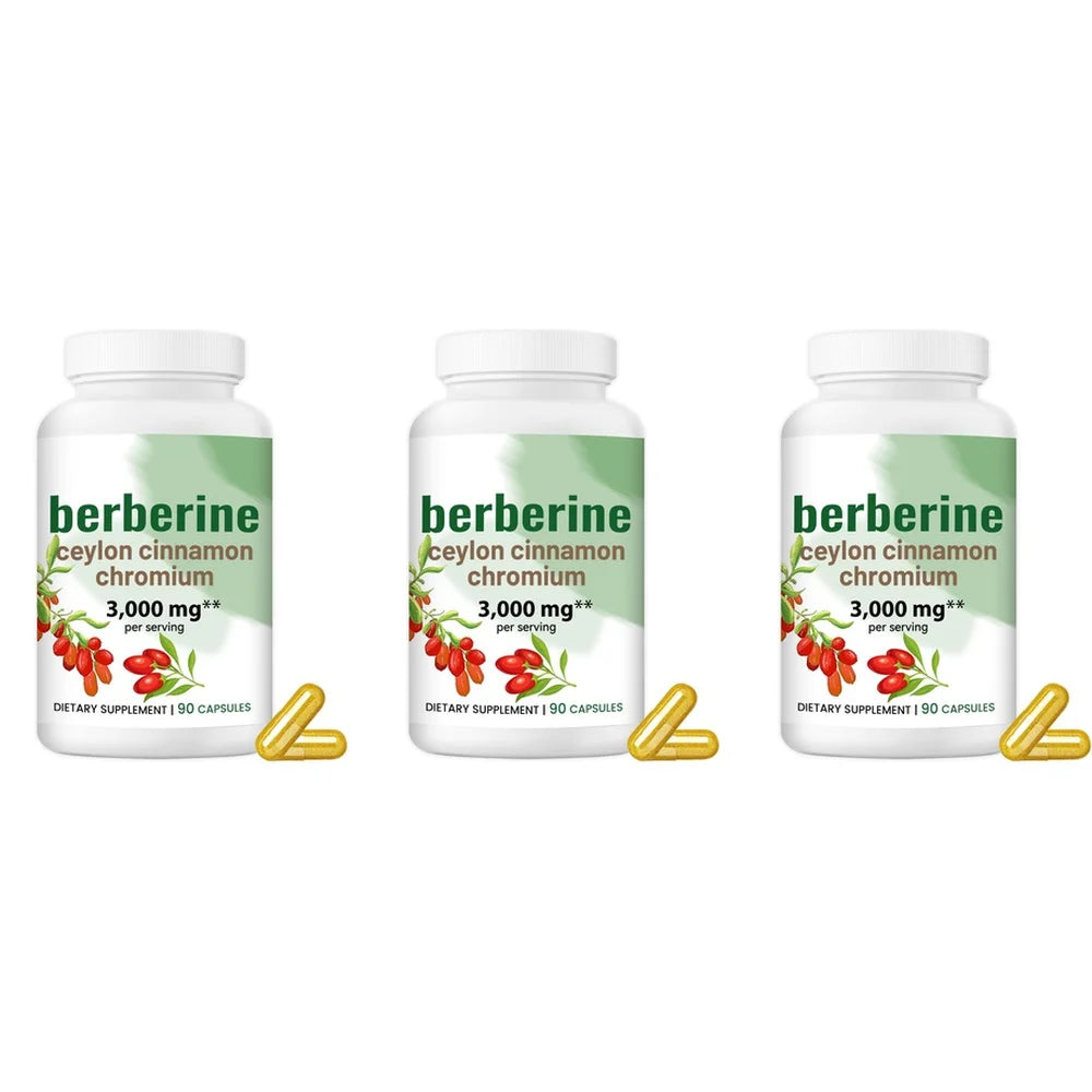 Berberine Ceylon Cinnamon Chromium Capsules 3000mg, Turmeric Blend Daily Metabolism & Wellness Support Supplement 90 Capsules