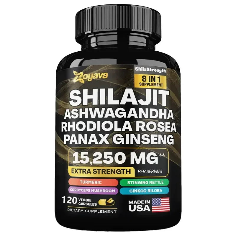Himalaya Shilajit Ginseng Rhodiola Rosea and Ashwagandha Extract 15250mg High Strength Capsules Non-GMO Energy, Immunity, Joints