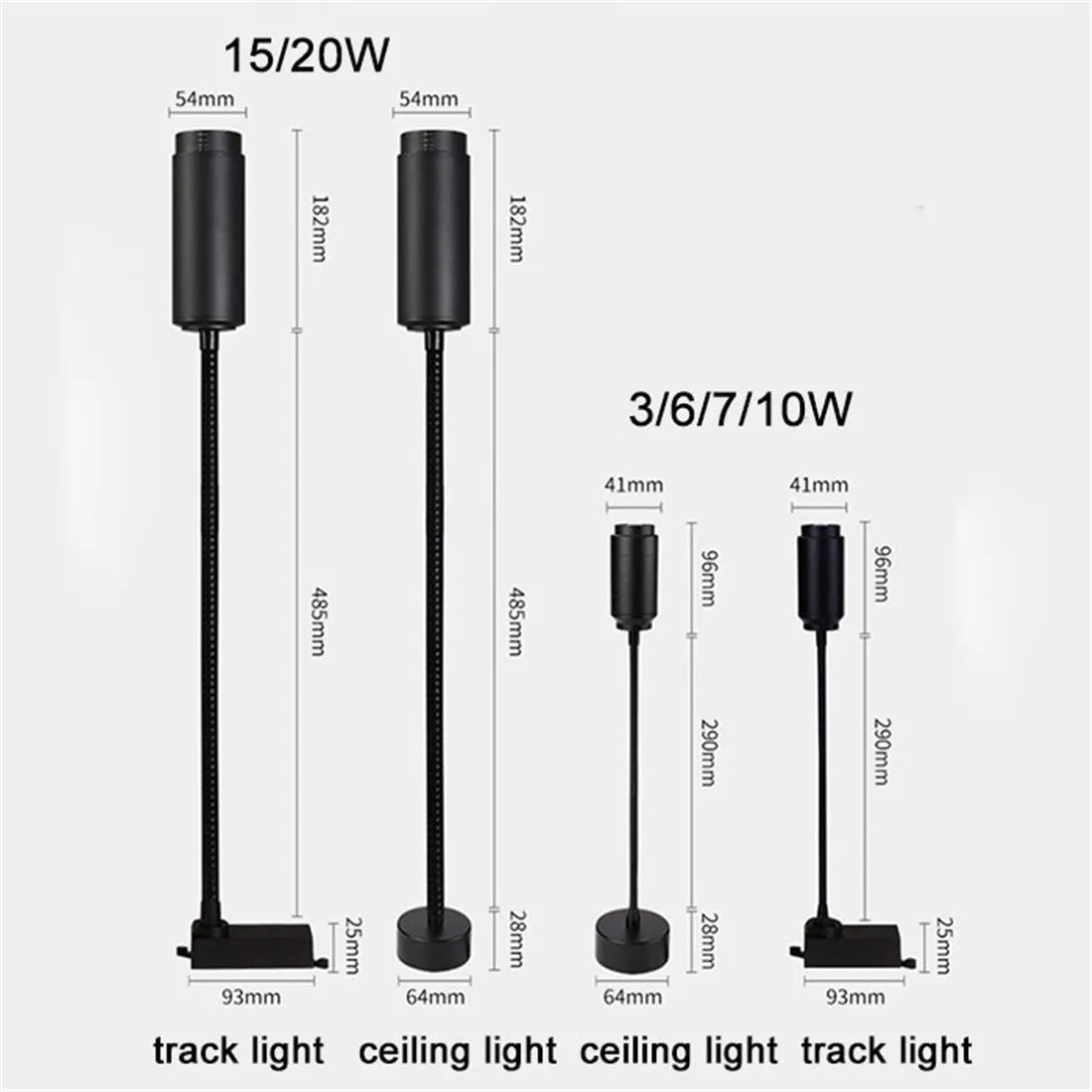 Commercial 30cm or 50cm long arm gooseneck LED track light with beam angle adjust for Store Shop Mall Exhibition Home Lighting