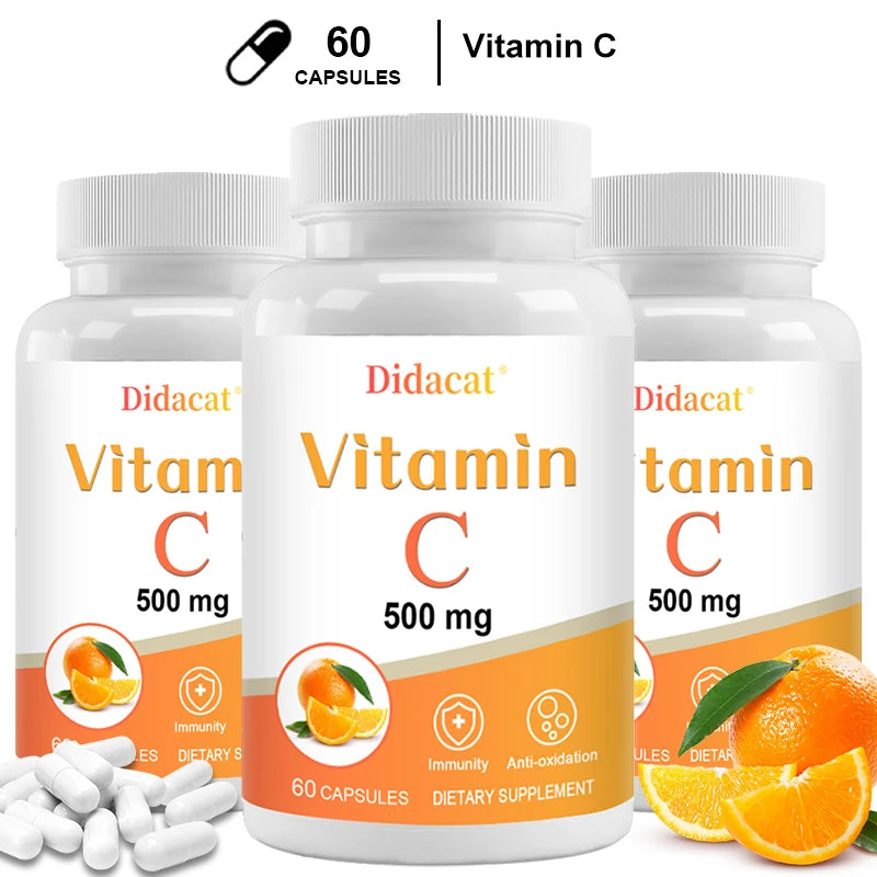 Vitamin C 500 Mg, Antioxidant & Immune Support, Overall Health, Supports Healthy Skin & Joints, Non-GMO, Vegan, Gluten Free