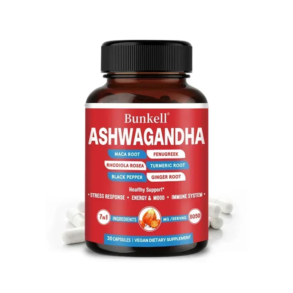 KSM-66 Organic Ashwagandha Capsules with Maca,Turmeric| Non-GMO, Vegan | Premium Formula Health Supplement