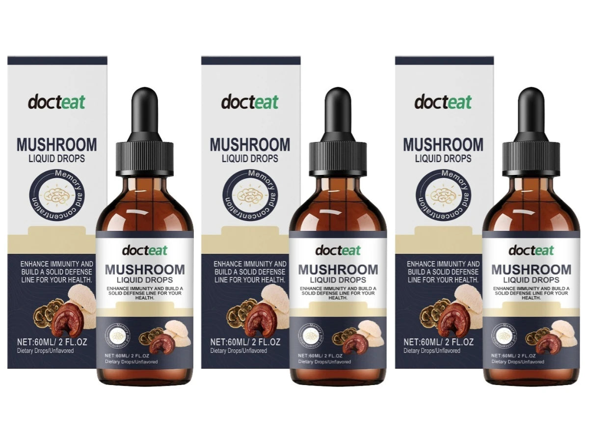 1000+mg Mushroom Liquid Drops 60ml with Lion's Mane Reishi Turkey Tail, Unflavored Herbal Blend for Daily Nutrition Support