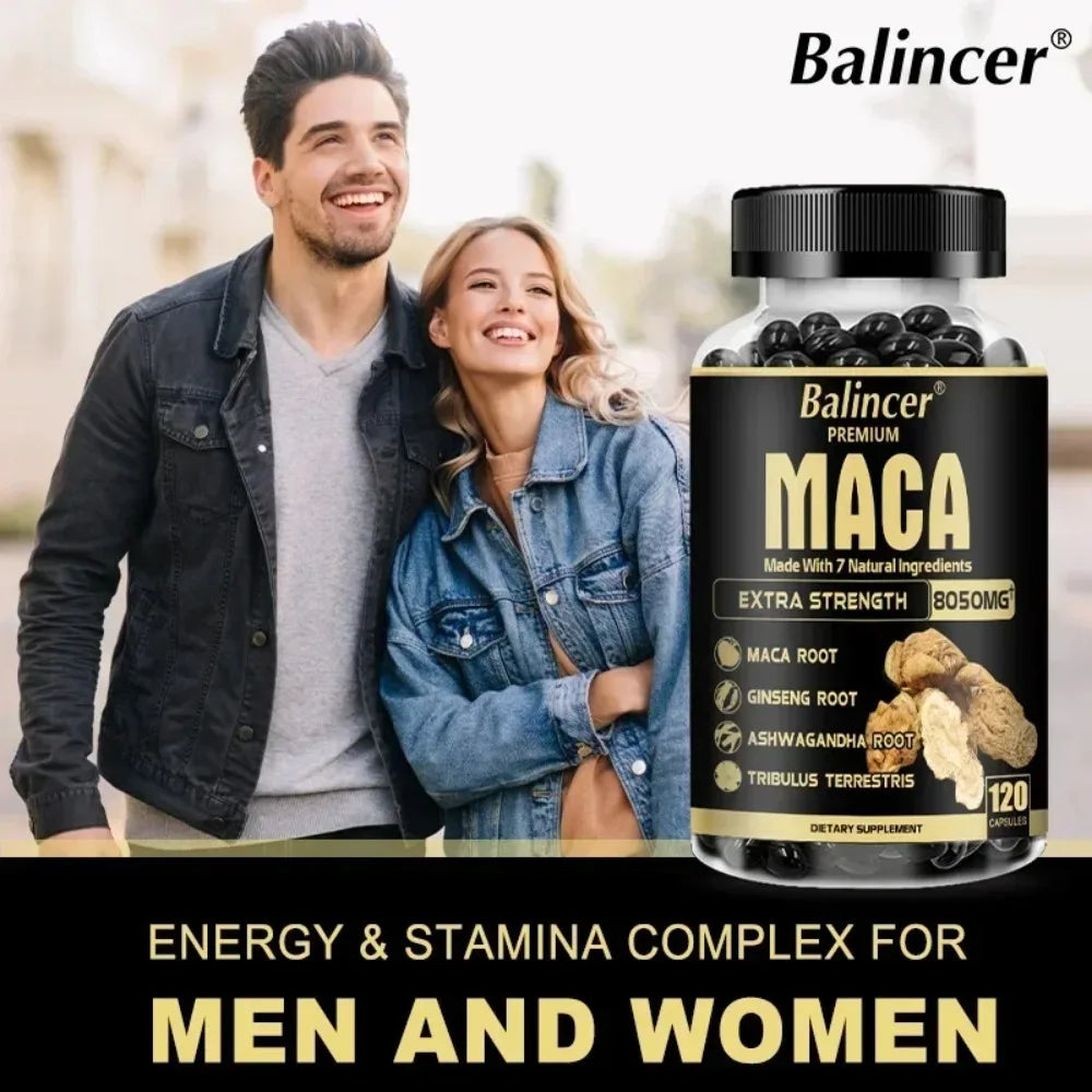 7in1 Premium Maca Root Capsules with Ashwagandha, Ginseng and More - Nergy, Performance and Mood Support