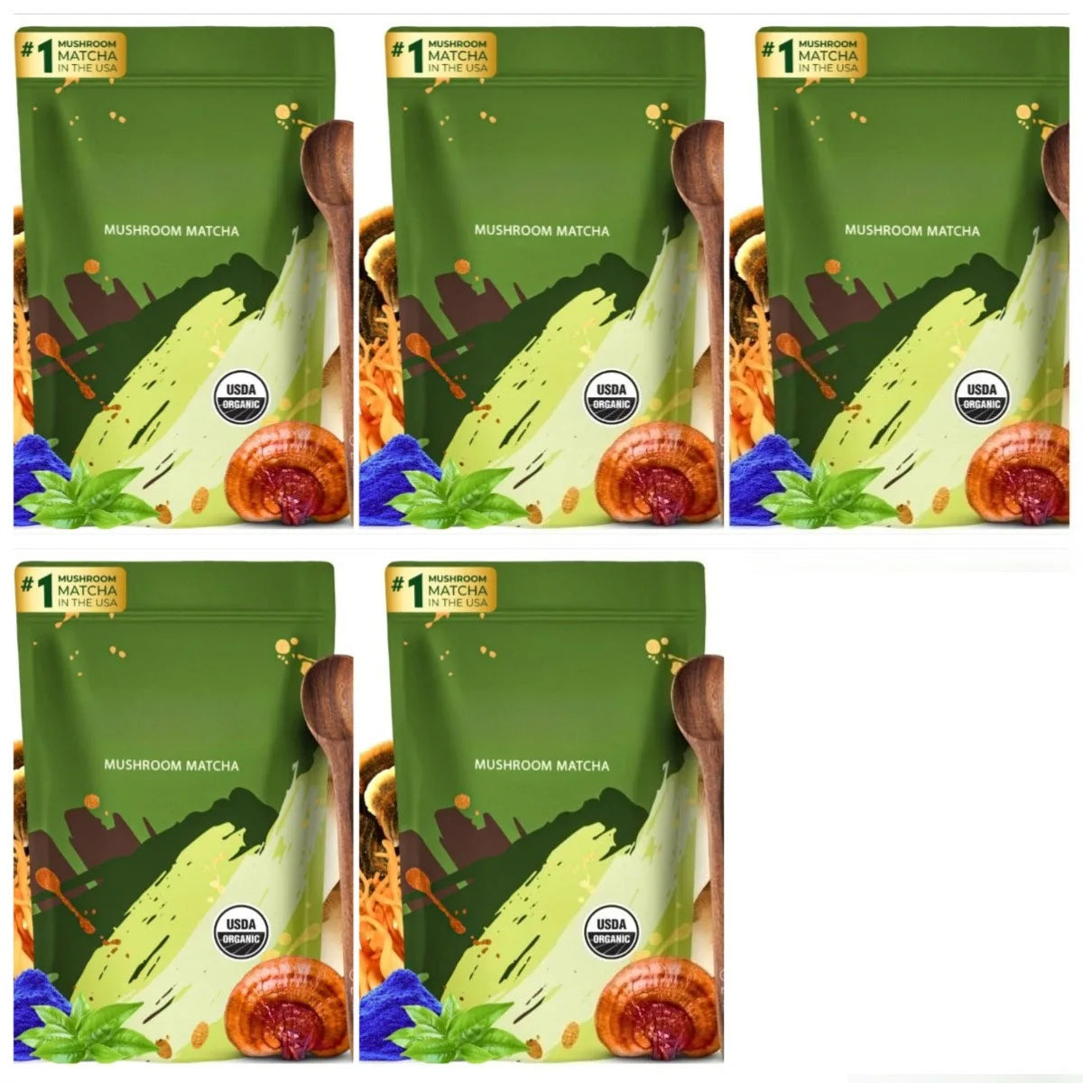 Complément biologique de champignons et matcha avec ganoderma lucidum et crinière de lion, 180 g de nutriments naturels