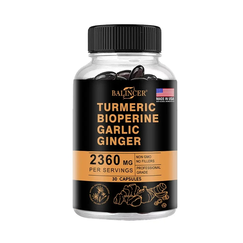 Turmeric Ginger Supplement with Piperine 2360 Mg with Garlic Comfort Digestive & Immune Nutrient Supplement Calcium Gluten Free