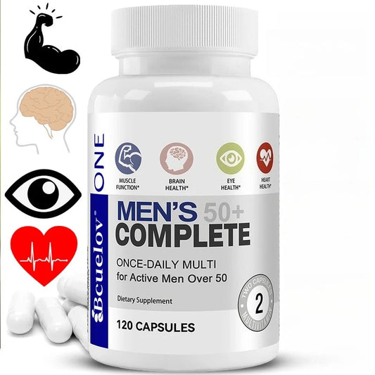 Men's Multivitamin for 50+ - Enhances Memory and Cognition, Supports Brain, Eye, and Heart Health, Boosts Energy and Immunity