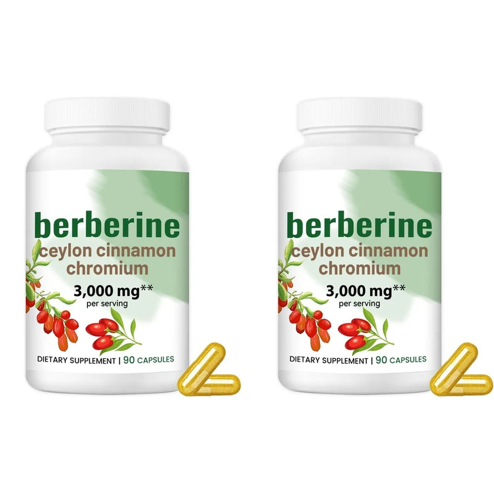 Berberine Ceylon Cinnamon Chromium Capsules 3000mg, Turmeric Blend Daily Metabolism & Wellness Support Supplement 90 Capsules