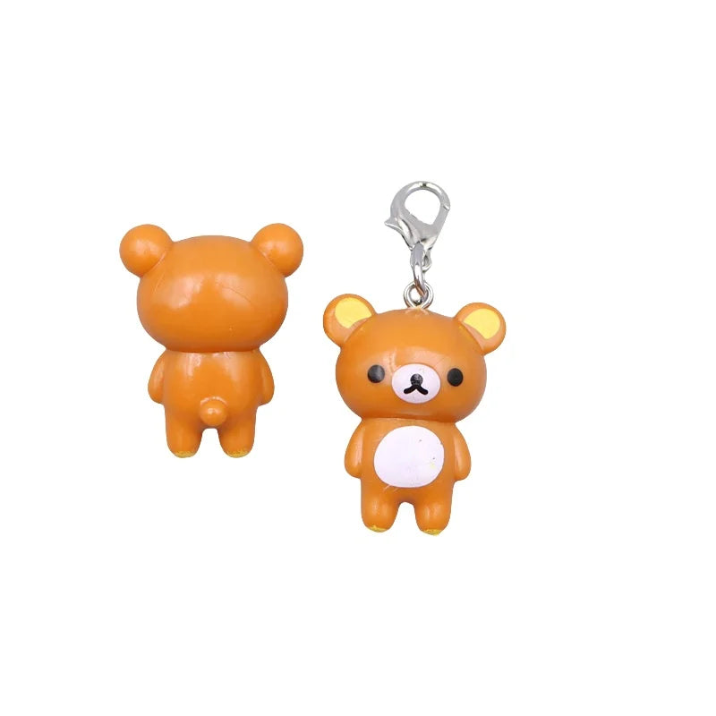Kawaii Rilakkuma Easy Bear Keyrings Lazybear Doll Keychains Bag Clothing Puller Phone Rope Necklace Accessories Pendants Gift