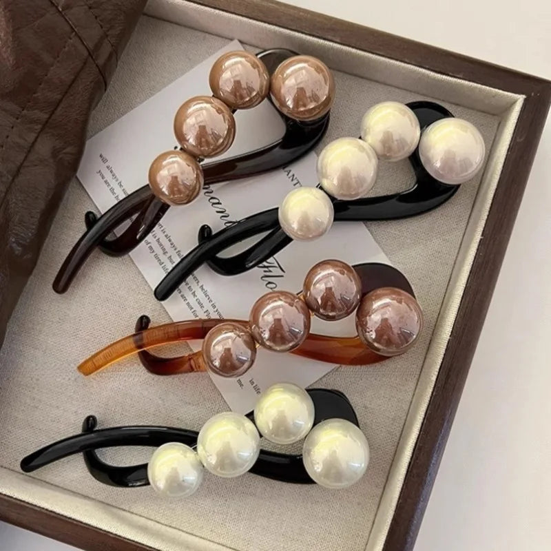 Vintage S Shape Plush Ball Dried Rose Hairpins For Women Ponytail Twist Hair Clips Fashion Shark Clip Barrettes Hair Accessories