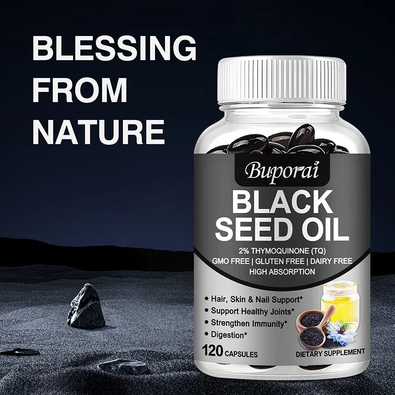 Black Seed Oil - Supports Immune, Joint, Digestive, Hair, Skin Health - Non-GMO, Gluten Free Supplement