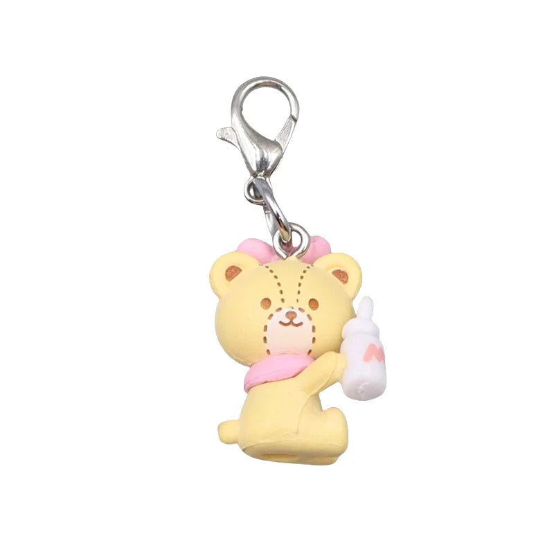 Kawaii Rilakkuma Easy Bear Keyrings Lazybear Doll Keychains Bag Clothing Puller Phone Rope Necklace Accessories Pendants Gift